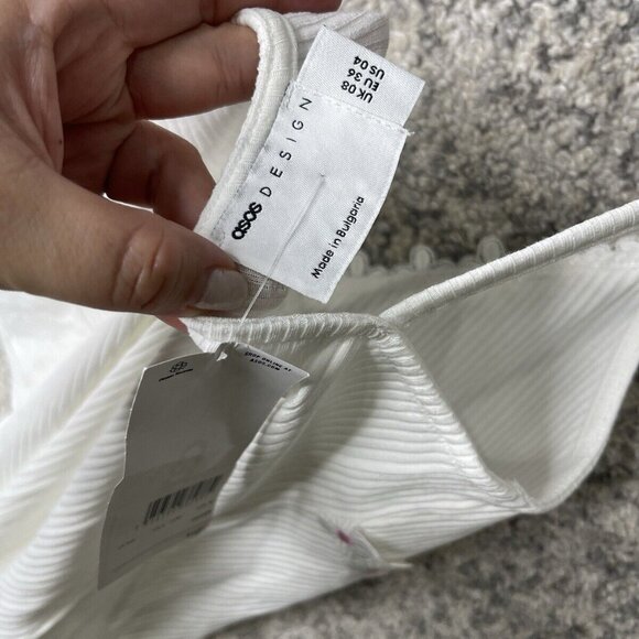 ASOS Designs White Pink Daisy Flowers Cami Slip Mini Dress Size 4 - Picture 3 of 7